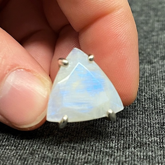 Statement Moonstone Ring, Trillion Cut Stone in Sterling Silver - Picture 15 of 15